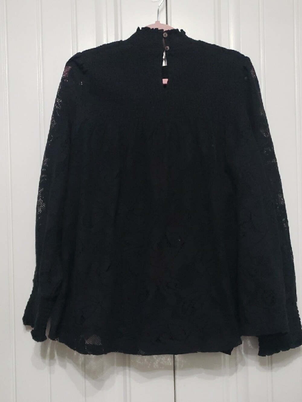 Sundance Black Lace Long Sleeve Blouse Size XL - Picture 8 of 10
